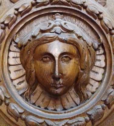 Escudo del Salón Blanco de la Gobernación de Santa Fe en Rosario restaurado por Almapiedra.