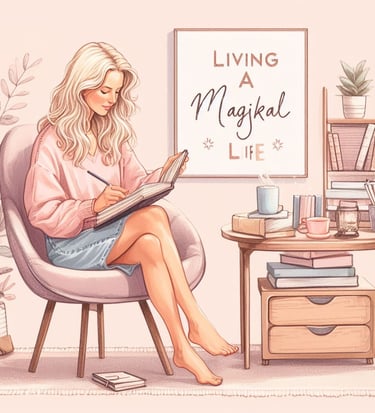 a woman sitting in a chair writing in her journal Living her MajikalLife