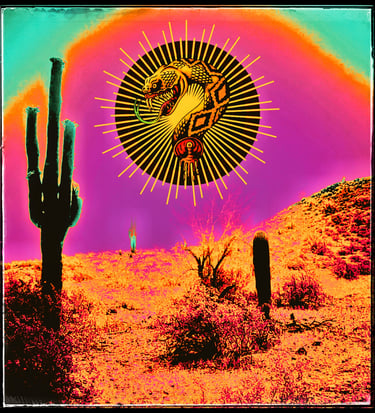 Snake Head with AZ Sunrise, Crotalus Tattoo Logo Design By PassengerX, Southwest Style Design