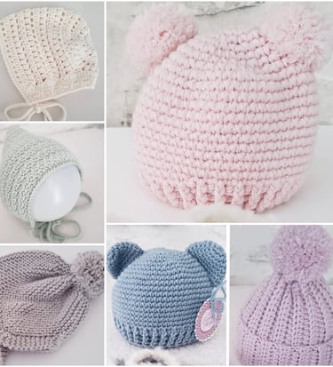 Gorros y capotas para bebé hechos a mano