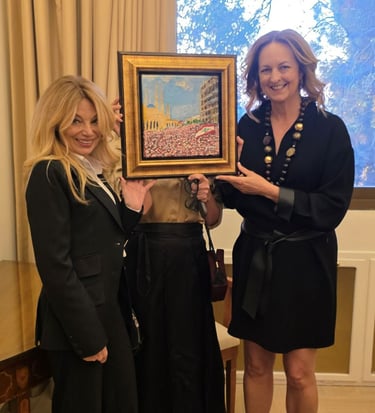 Jessy Tabet with U.S. Ambassador Lisa Johnson