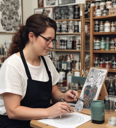 artista en proceso de elaboración con paciencia