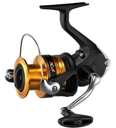 molinete shimano fx preto com dourado bom para pesca media.