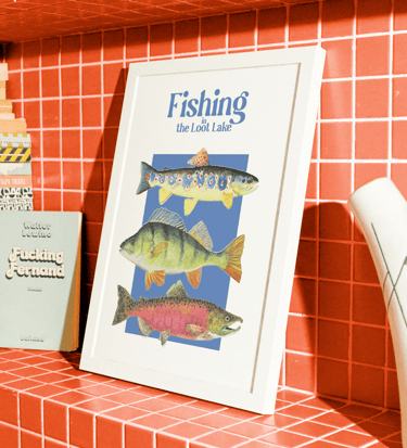Fishing Poster Mockup Orange tiles