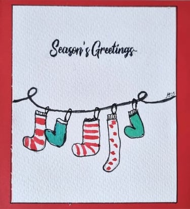 watercolour christmas cards pictureup stockings