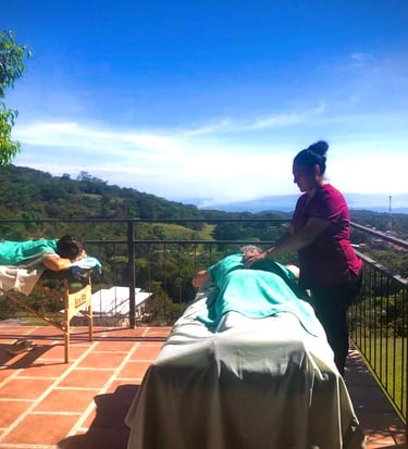 a woman is getting ready to be a massager