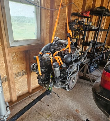 Engine successfully extracted from a car