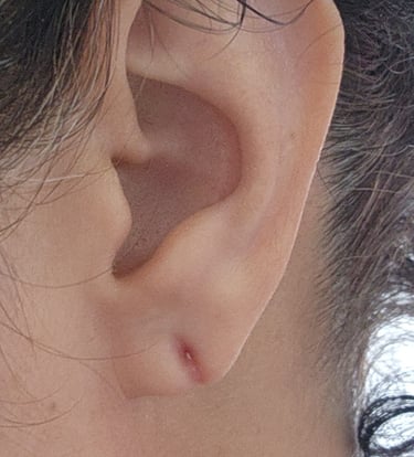 a woman with a piercing on her ear