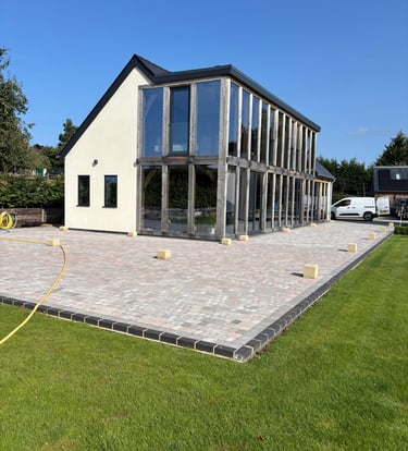 a house with a large backyard area