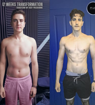 A male showing his fat loss