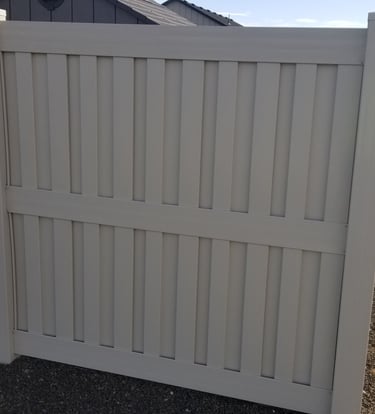 Almond vinyl fence first fence of idaho