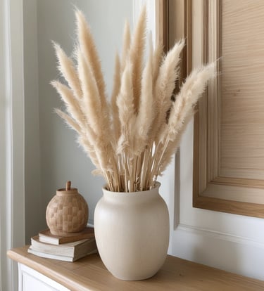 beige pampas grass in vase