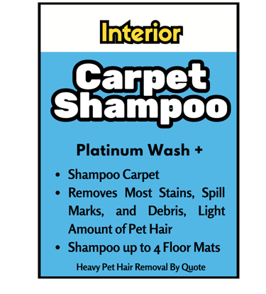 Shampoos carpet and floor mats, removes stains, spills, debris, light pet hair