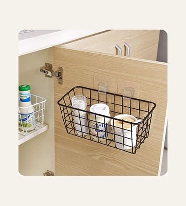 3 Set LeleCAT Adhesive Over the Cabinet Door Wire Baskets