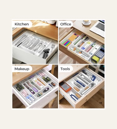 ukeetap Extra Large Expandable Silverware Organizer - White 