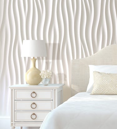 3d Sand waves wall in the bedroom