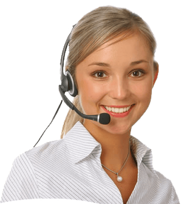 uma mulher linda com um fone de ouvido, handset, para dar mais informações sobre o blog