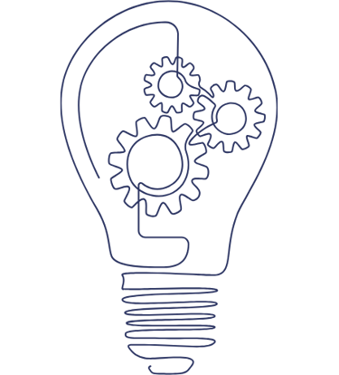 ampoule électrique avec des engrenages à l'intérieur pour symboliser la psychoéducation