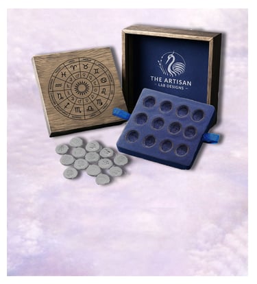 Handcrafted pure silver nugget with Astrology Zodiac sign in a box set of 12 pieces