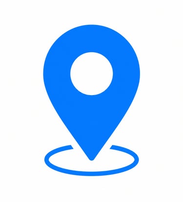 A blue map pin location icon isolated on a white background for GPS navigation and tracking.