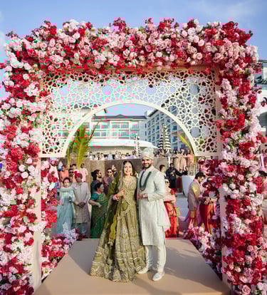 a man and woman in traditional indian wedding ceremony