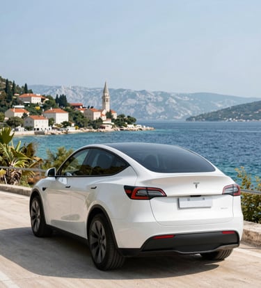 Professional driver opening a car door for a client in a refined, minimalist environment.