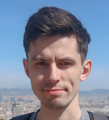 a man with a backpacker in a city
