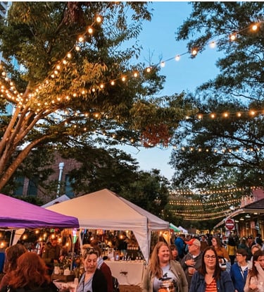 String give ethereal vibe to an outdoor market