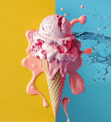 Melting pink ice cream – bold marketing that stands out.