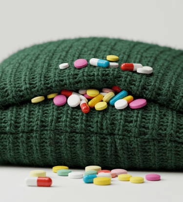 saggy sweater as a pillow or a random cocktail of sleep meds