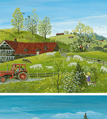 four pictures of a variety of different types of landscapes