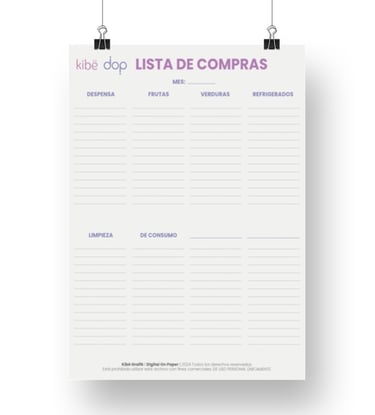 Plantilla de lista de compras del hogar - kibe - digital on paper 