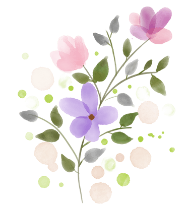 a watercolor painting of pastel colored flowers