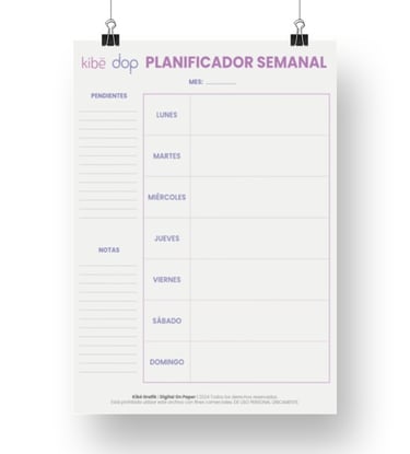 Plantilla de planificador semanal - kibe - digital on paper 