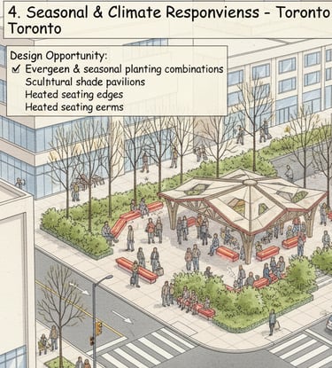 Urban public realm architecture study exploring mobility corridors and civic spaces in Toronto
