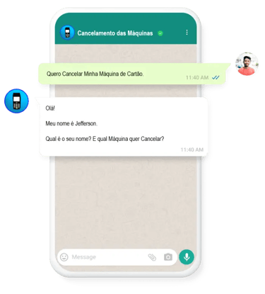 WhatsApp Cancelar Maquina de Cartao
