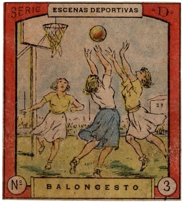 1945 Flechas Y Pelayos Sellos Educativos Serie D Escenas Deportivas No 3 Baloncesto Rare Spanish Bas
