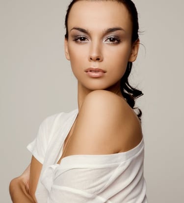 left arm look on side model in seductive look to you face 