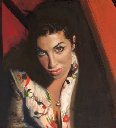 a painting of Amy Winehouse oil on canvas