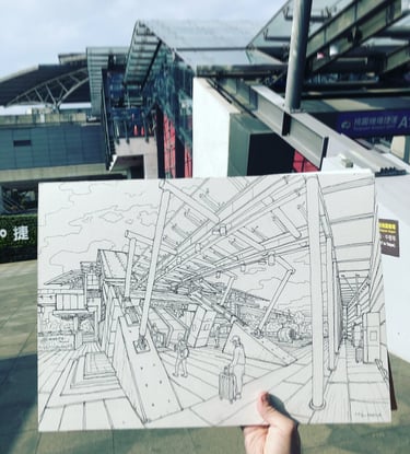 City sketch by Evgeny Bondarenko in Taiwan