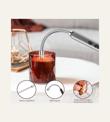 Rayonner Electric Candle Lighter Long Flexible Neck with Windproof in Silver