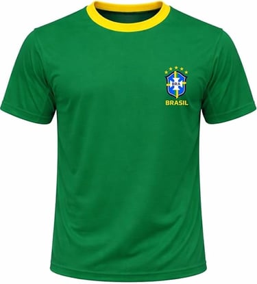 Camiseta Masculina Seleção Brasileira Gola Redonda Escudo Brasil Casual