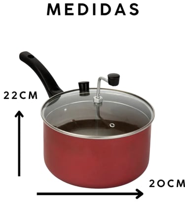 Pipoqueira Antiaderente Cereja Tampa de vidro 3000ml