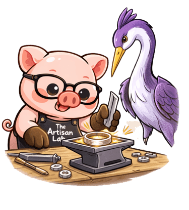 The Artisan Lab Designs mascot Milo and Lyra is doing the final inspection of the silver bangle