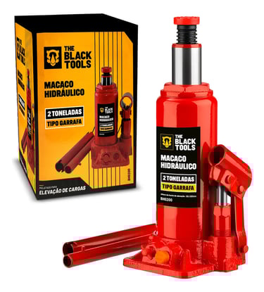 Macaco Hidraulico Tipo Garrafa 5 Toneladas Elevação Veículos Automóveis BHG500 The Black Tools