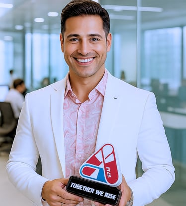 Strio Healthcare CEO Mr.Shibam Biswas standing in office with a memento of the company