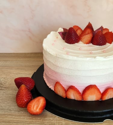 a cake with strawberries