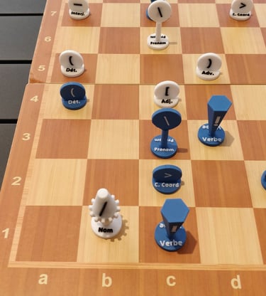 La position des pièces forme un puzzle dont la solution est une phrase