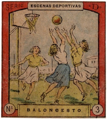 1945 Flechas Y Pelayos Sellos Educativos Serie D Escenas Deportivas No 3 Baloncesto Rare Spanish Bas