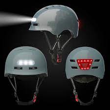 Smart helmet whit front and rear lights color grey